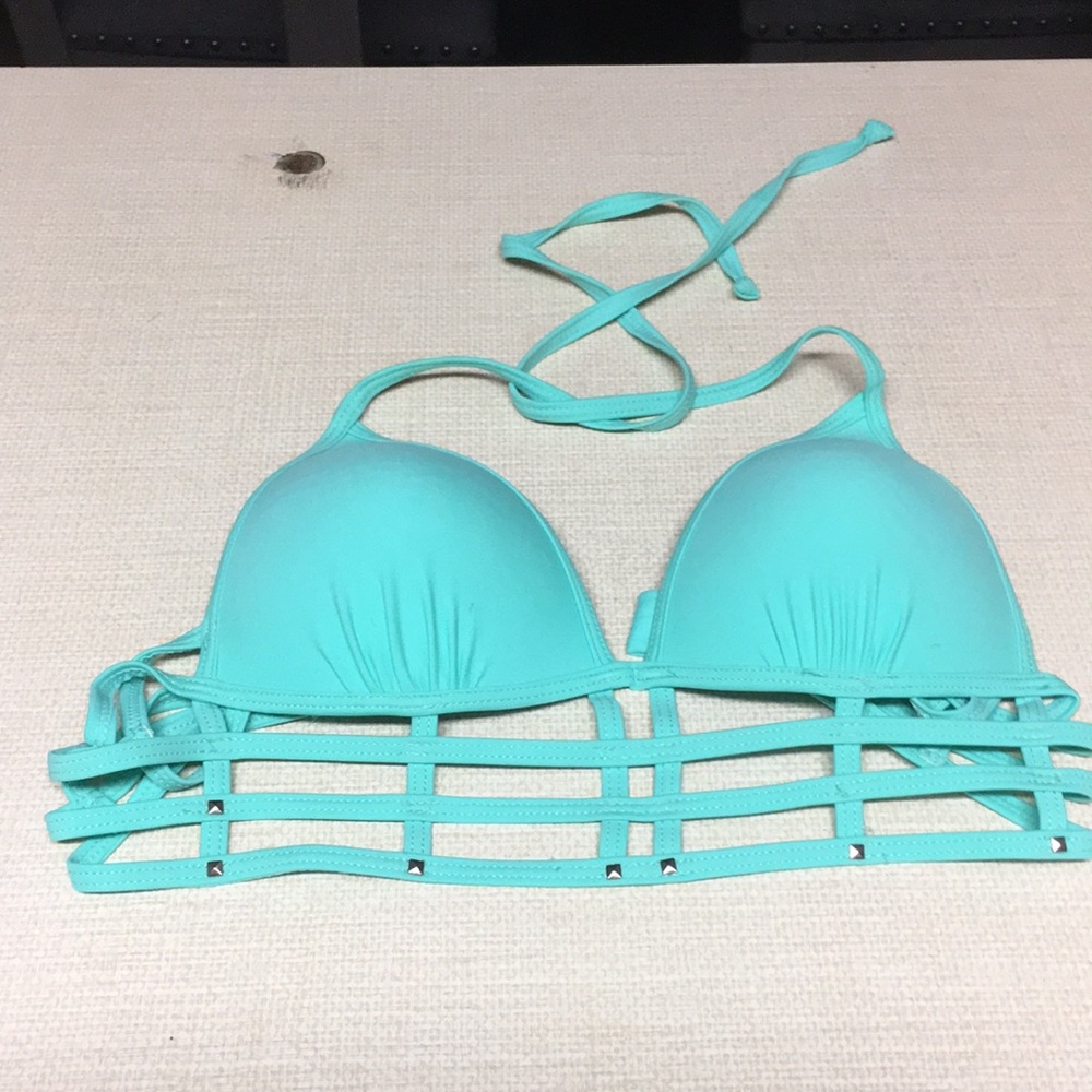 Coral tropic green bikini top